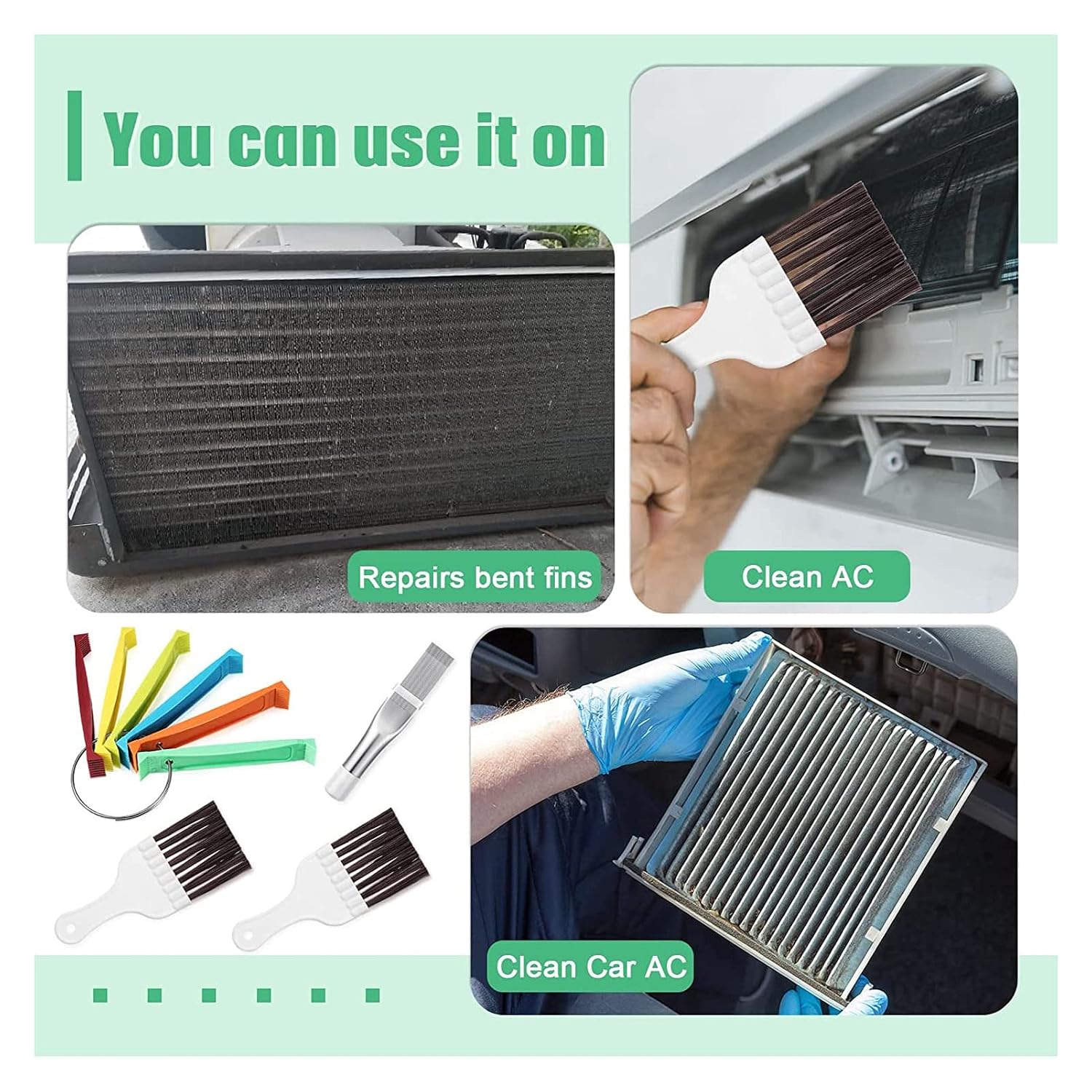 Air Conditioner Metal Fin Comb Condenser Cleaning Brush Radiator Fin Straightener Air Conditioner Fin Cleaner for Household and Car AC Cleaning