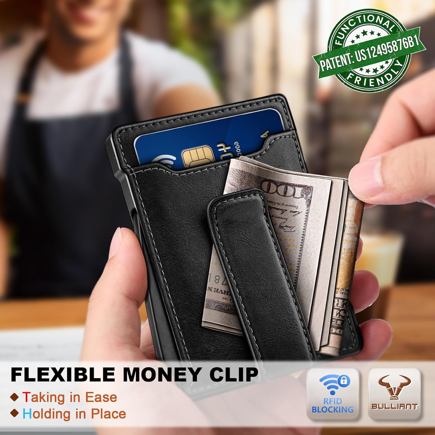 BULLIANT Men Wallet-Slim Money Clip Wallet Metal Card Case With Pop up Access 9 Cards RFID Blocking Pocket Fit - Image 3