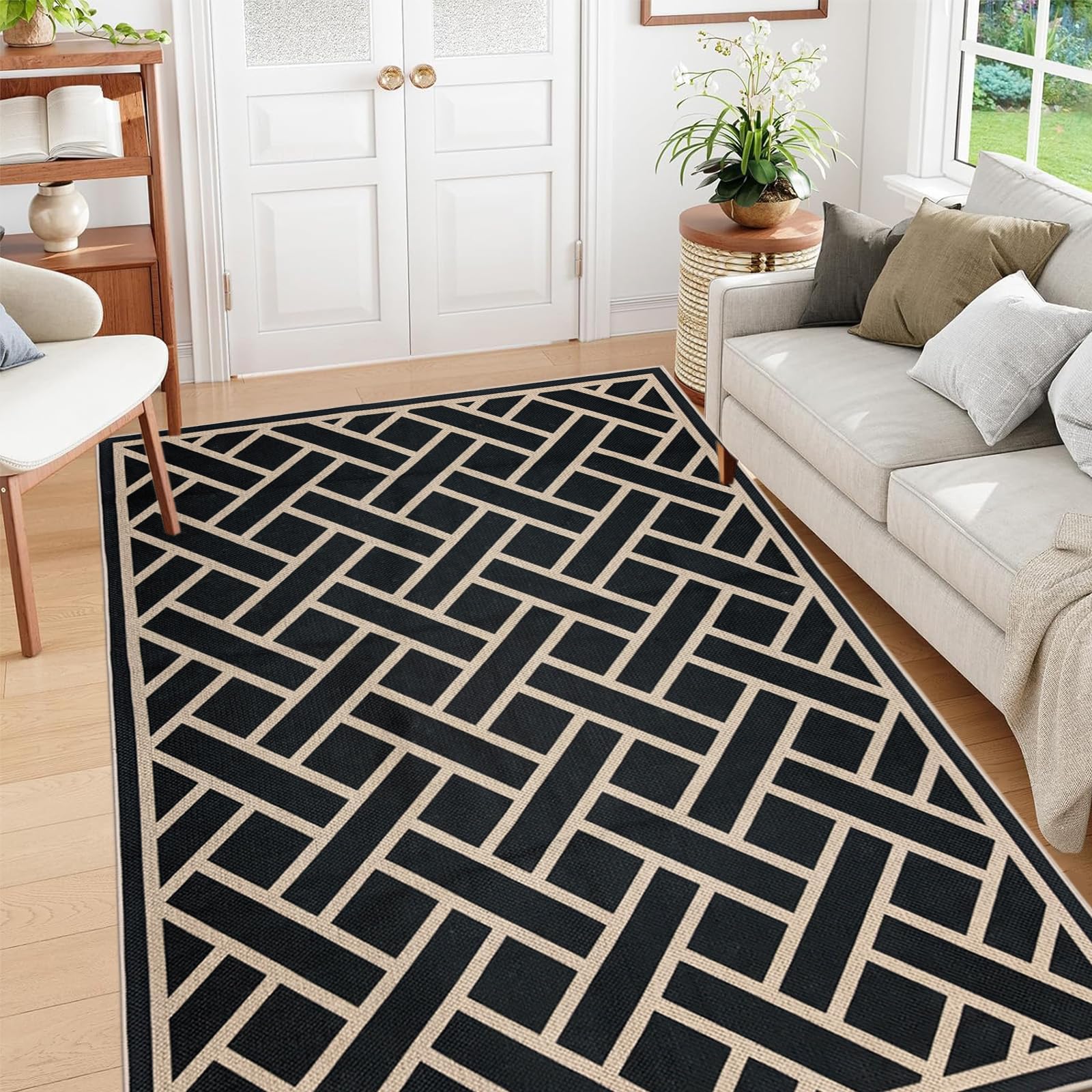 Tapis en jute antidérapant USTIDE fini les glissades dans la salle à manger
