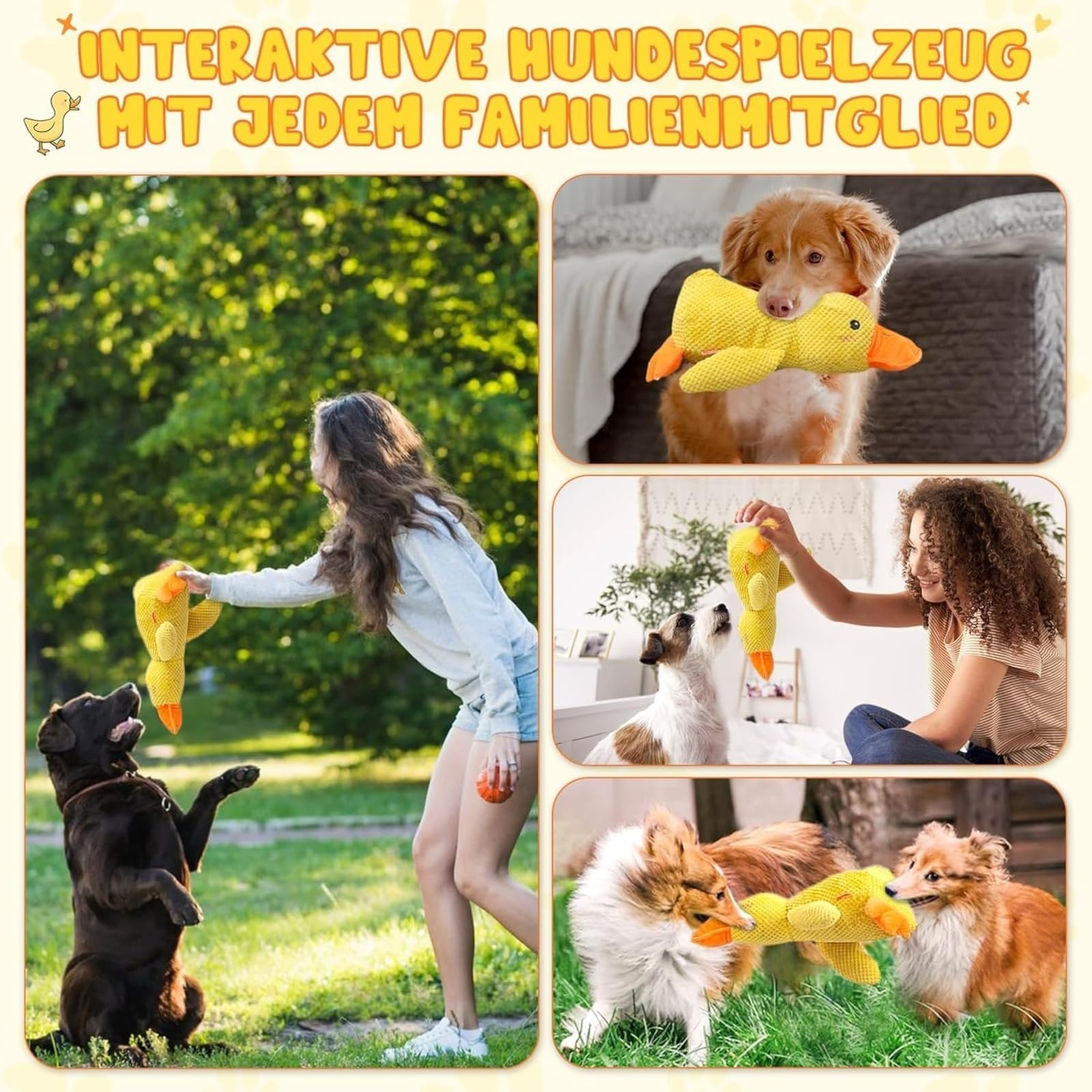 Eend hondenspeelgoed, Quack-Quack Duck Dog Toy, 32 cm knuffeldier, eend Eend hondenspeelgoed, Quack-Quack Duck Dog Toy, 32 cm knuffeldier, eend