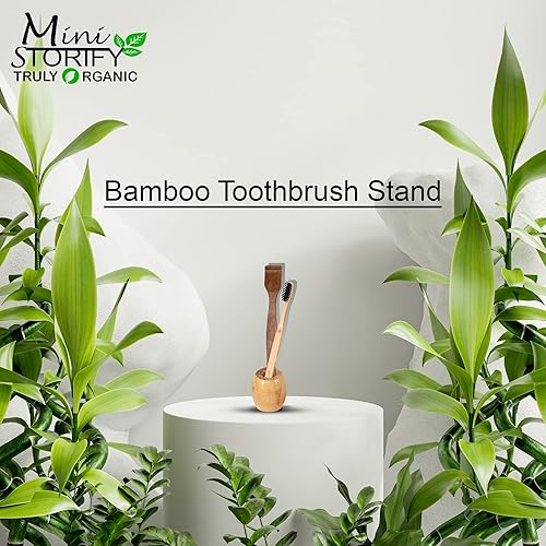 Miniatura 5 de 1. Soporte para cepillo de dientes de bambú, 1 cepillo de dientes de bambú, cerdas suaves, natural, limpieza oral, biodegradable (paquete de 2)