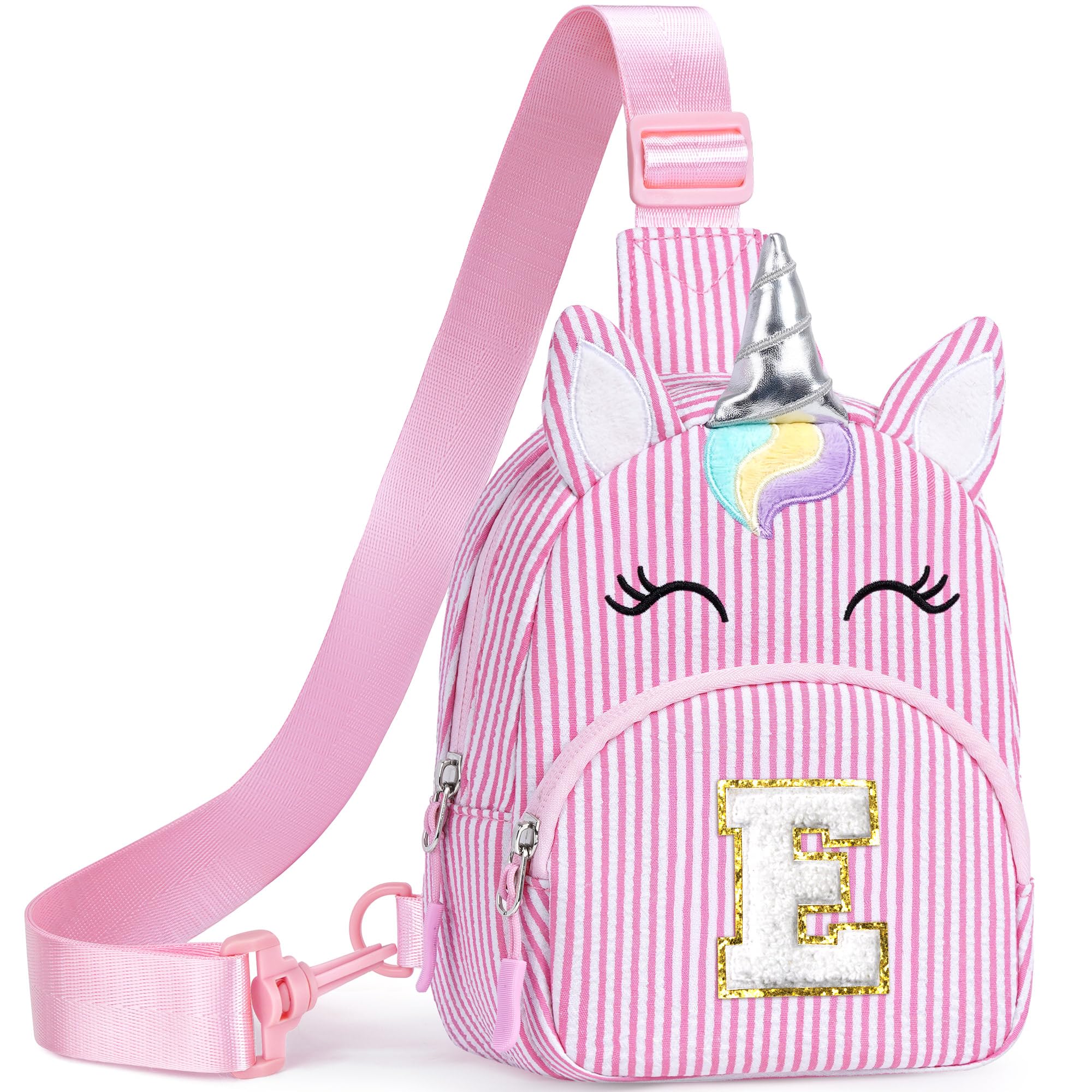 YOOLIFE Small Sling Bag Gifts for Girls, Initial Fanny Pack Cute Crossbody Bag Unicorn Belt Bags, Birthday Gifts for 2 3 4 5 6 7 8 Year Old Girls,