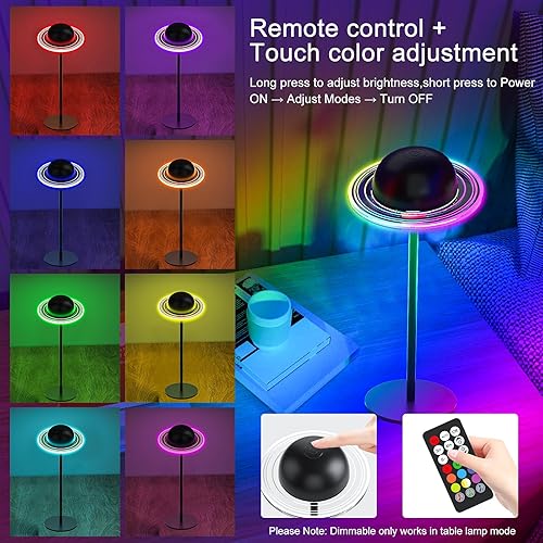 Miniatura 6 de Lámpara de mesa inalámbrica, lámparas de escritorio LED portátiles, 2400 mAh recargable y regulable con control remoto, sincronización dinámica de