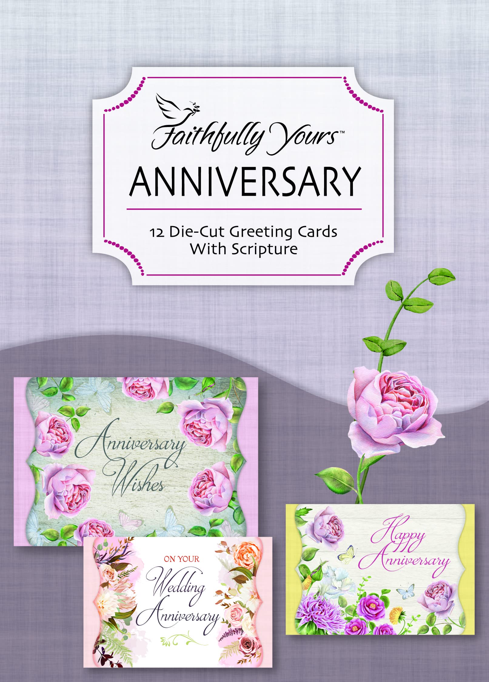 Faithfully Yours ''A lifelong Love'' - Anniversary Greeting Cards KJV Scripture (Box of 12)