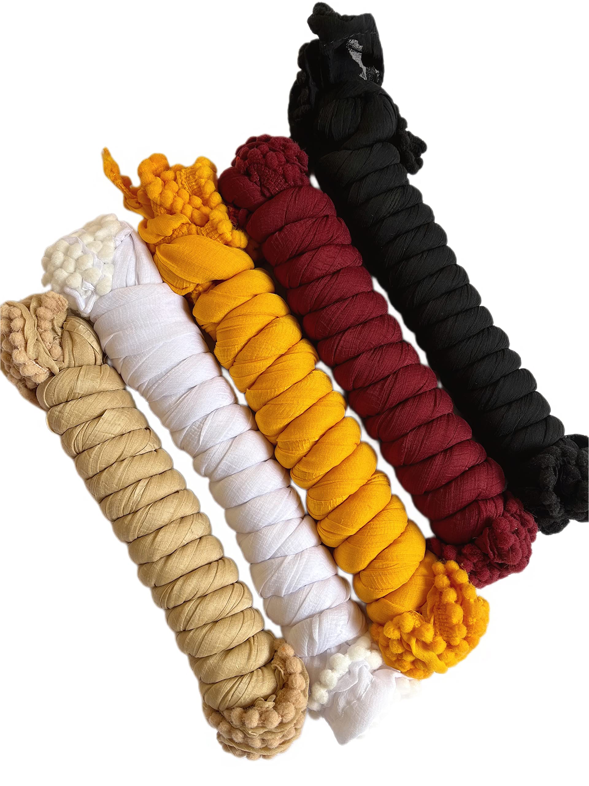 2.25 Meters Solid Chiffon Dupatta/Chunni/Scarf-Pack of 5/Black/White/Orange/Beige/Pink/Mustard/Yellow/Red/Maroon/Navy/Green/Tiranga/Tricolor-image-35