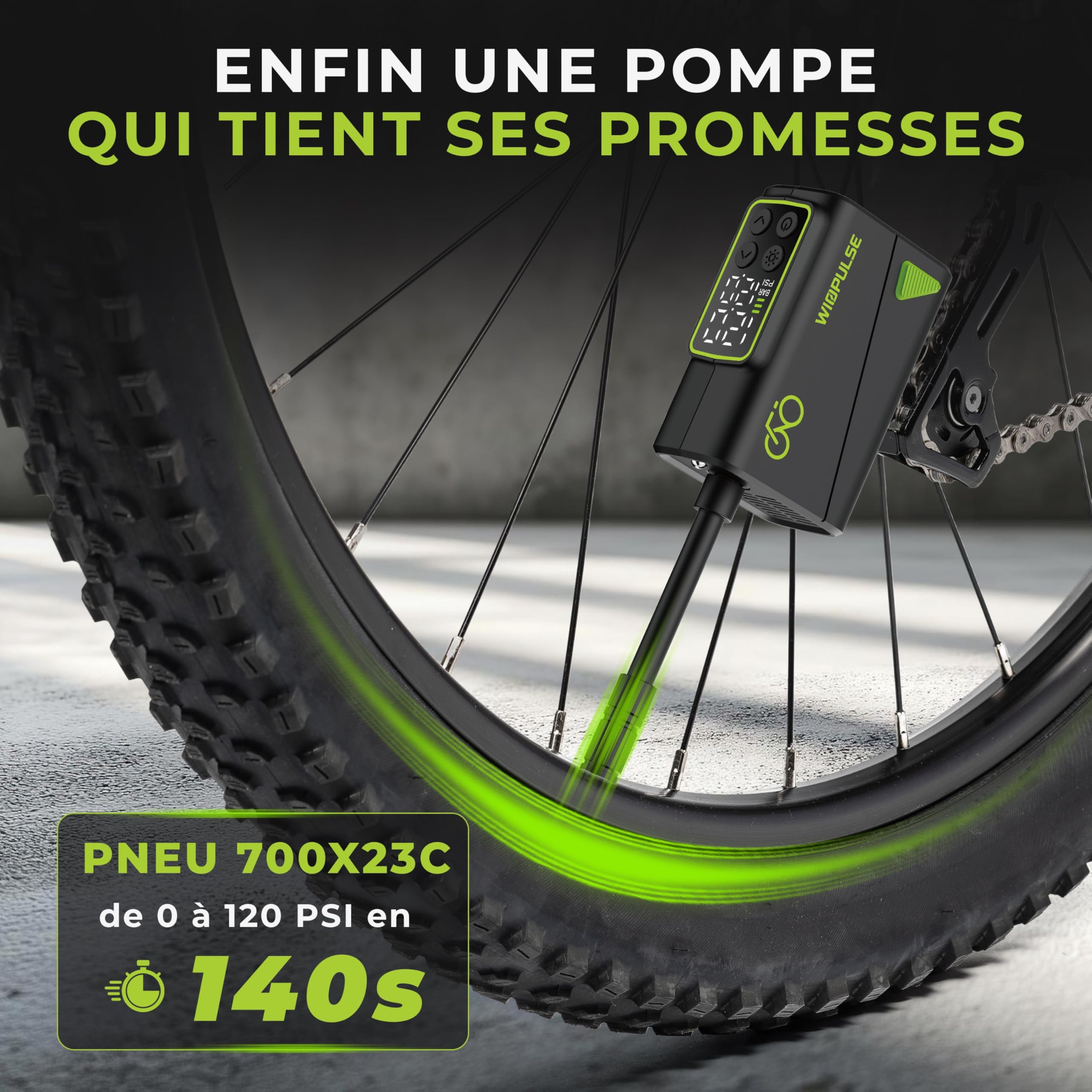 Mini Pompe Vélo Électrique 150 PSI Compresseur Portable LCD Arrêt Auto LED Presta Schrader