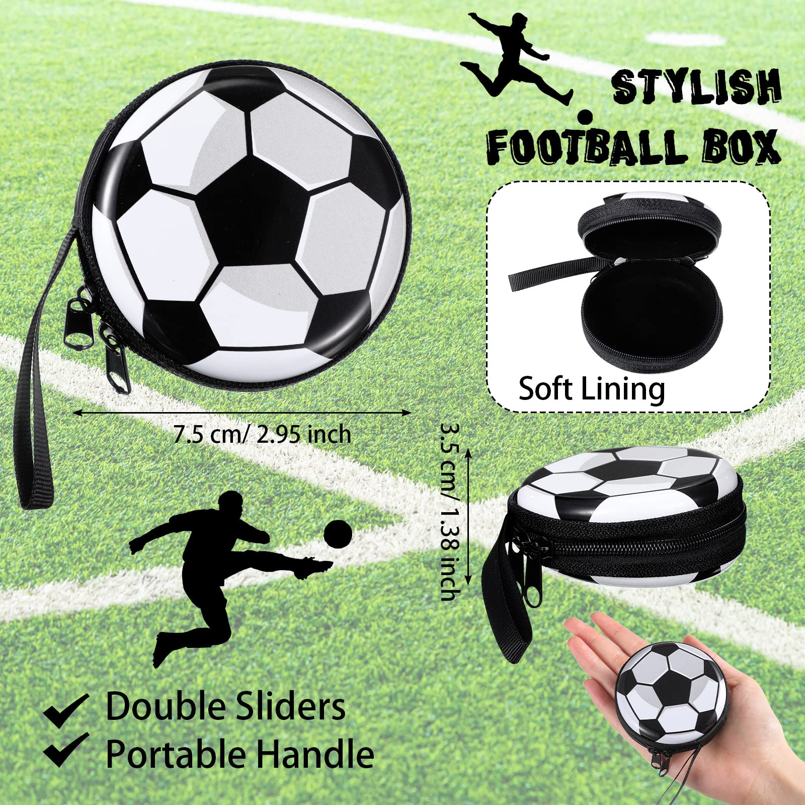 Jadive 2 Pezzi Collana con Ciondolo Calcio in Acciaio Inossidabile Gioielli di Calcio da Ragazzi e Portamonete con Cerniera per Regali di Compleanno per Nipote Figlio Amico