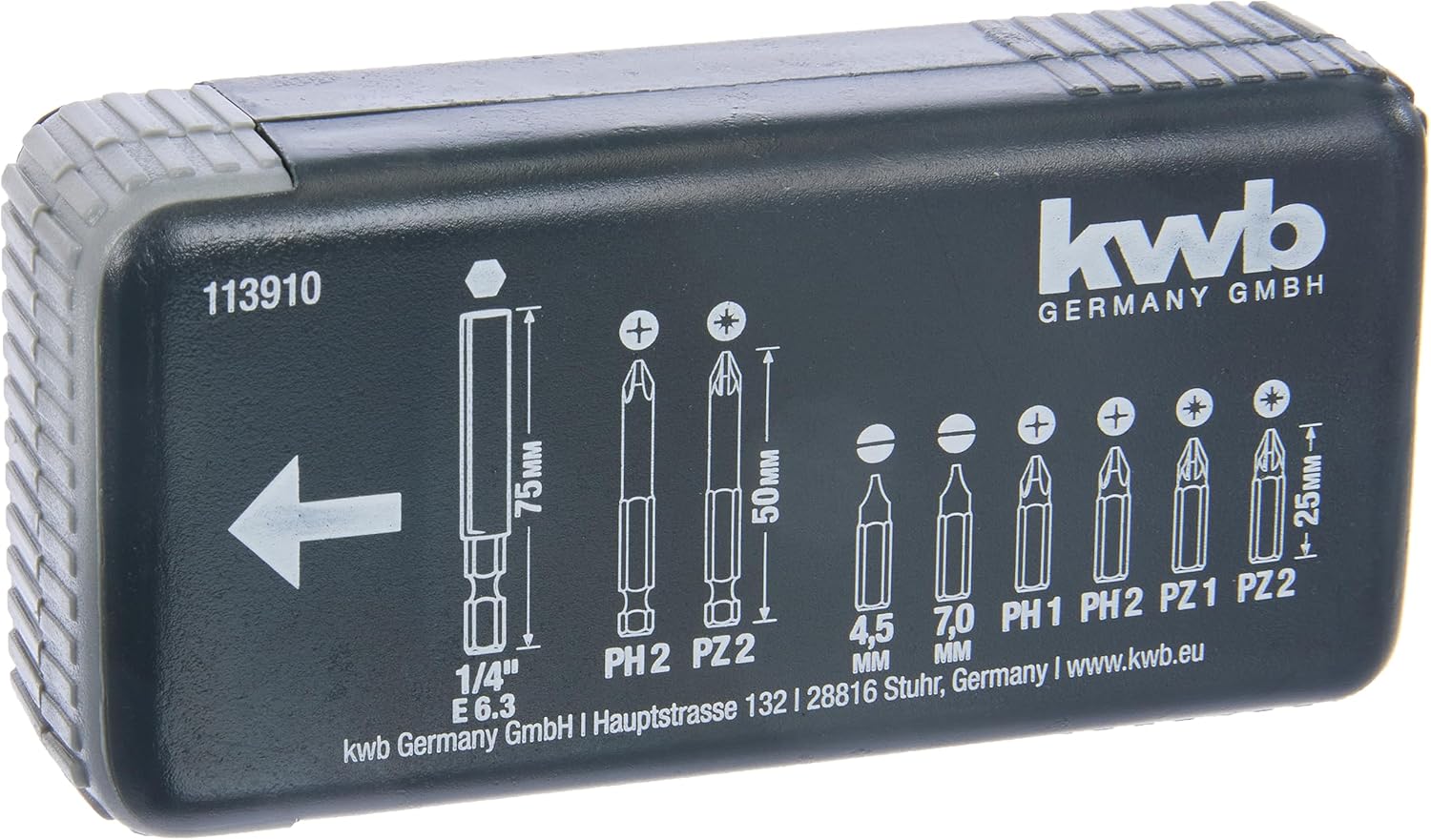 kwb 113910 Set Dispenser Box-9 Pieces with Magnetic bit Holder with E 6.3 Shaft for Cordless Screwdrivers