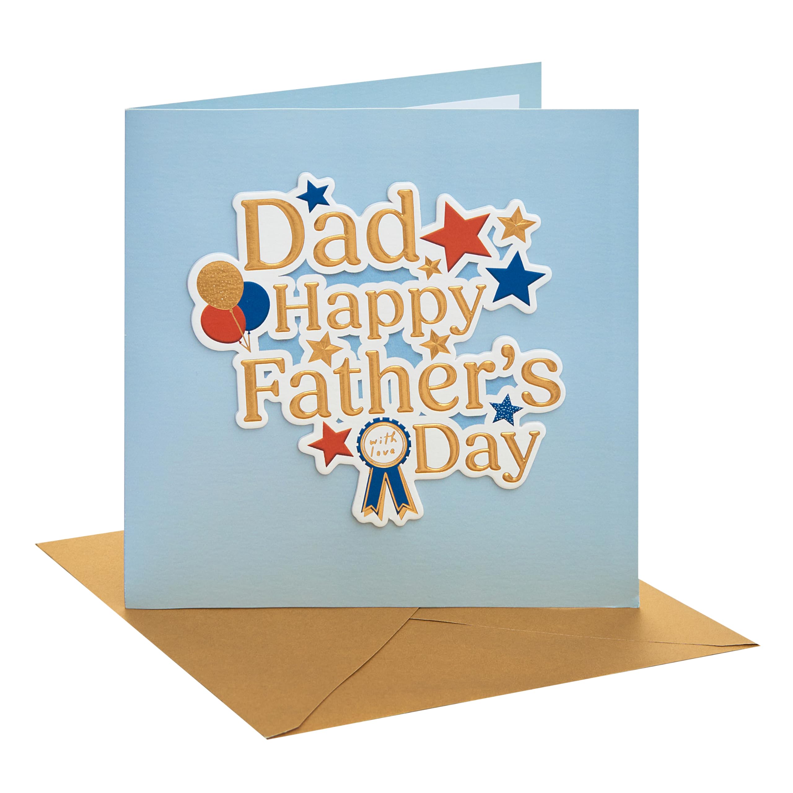 UK Greetings | Father's Day Card for Dad | Card for Dad, Grandad, Husband | Him, Boys, Men | Balloons and Stars Design | With Envelope | 18.6 x 18.6 cm