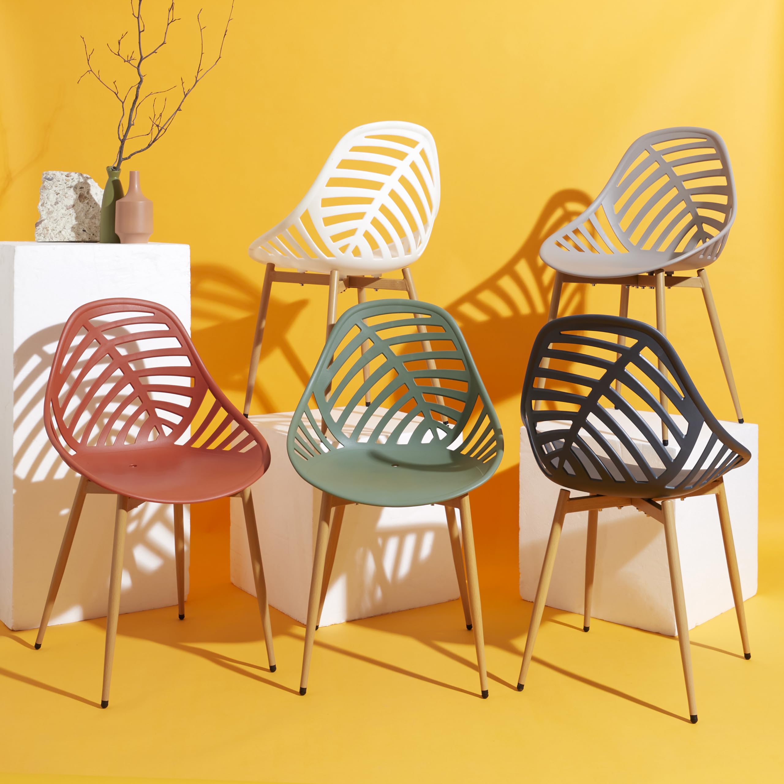 HOME DECO FACTORY Lot de 4 Chaises Alameda Mobilier d'Extérieur Olive