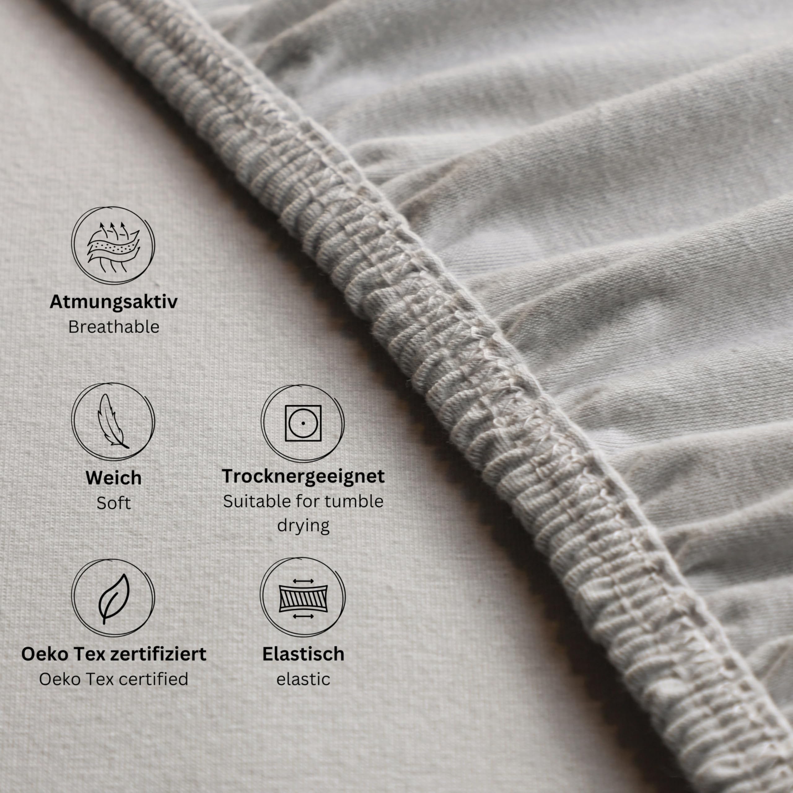 Esprit prześcieradło z gumką 90x200 cm, bawełniane jersey, do prześcieradeł 120x200 cm, szare - prześcieradło 100x200 na łóżko kontynentalne i dla dzieci w jakości hotelowej, na materac o wysokości do