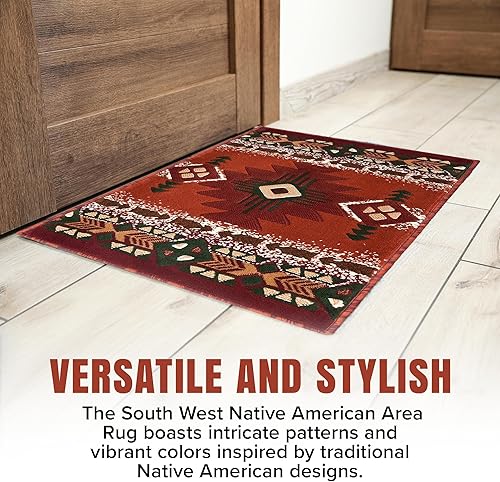 Miniatura 4 de YHSF South West - alfombra estilo nativo americano del suroeste C318 - fácil de limpiar, gruesa, suave, duradera, inspirada en tribus americanas