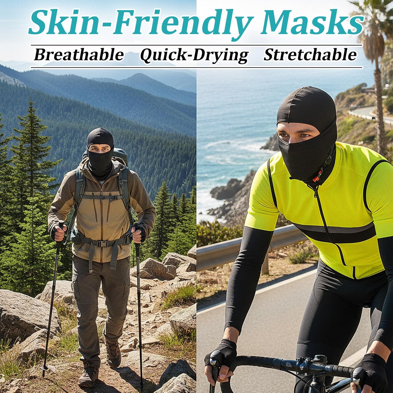 24 Pcs Balaclava Ski Face Mask Full Face Cover Mask UV Protection Cooling Neck Gaiter Summer for Men Women Winter Outdoor Black - Image 6