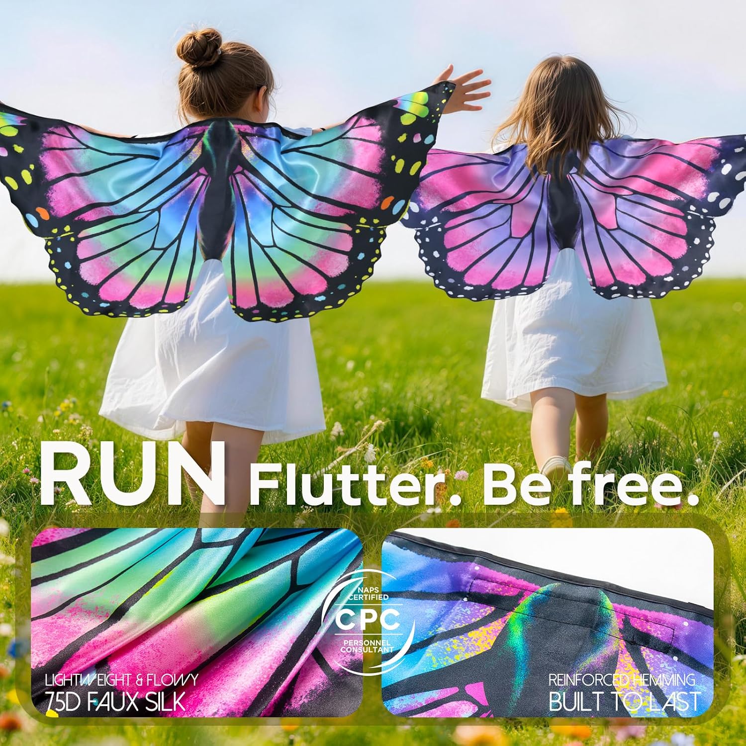 iROLEWIN Girls Butterfly-Wings for Toddler Kids Butterfly-Costume 6 Pack Fairy Wings as Birthday Gifts Party Favors Dress-up