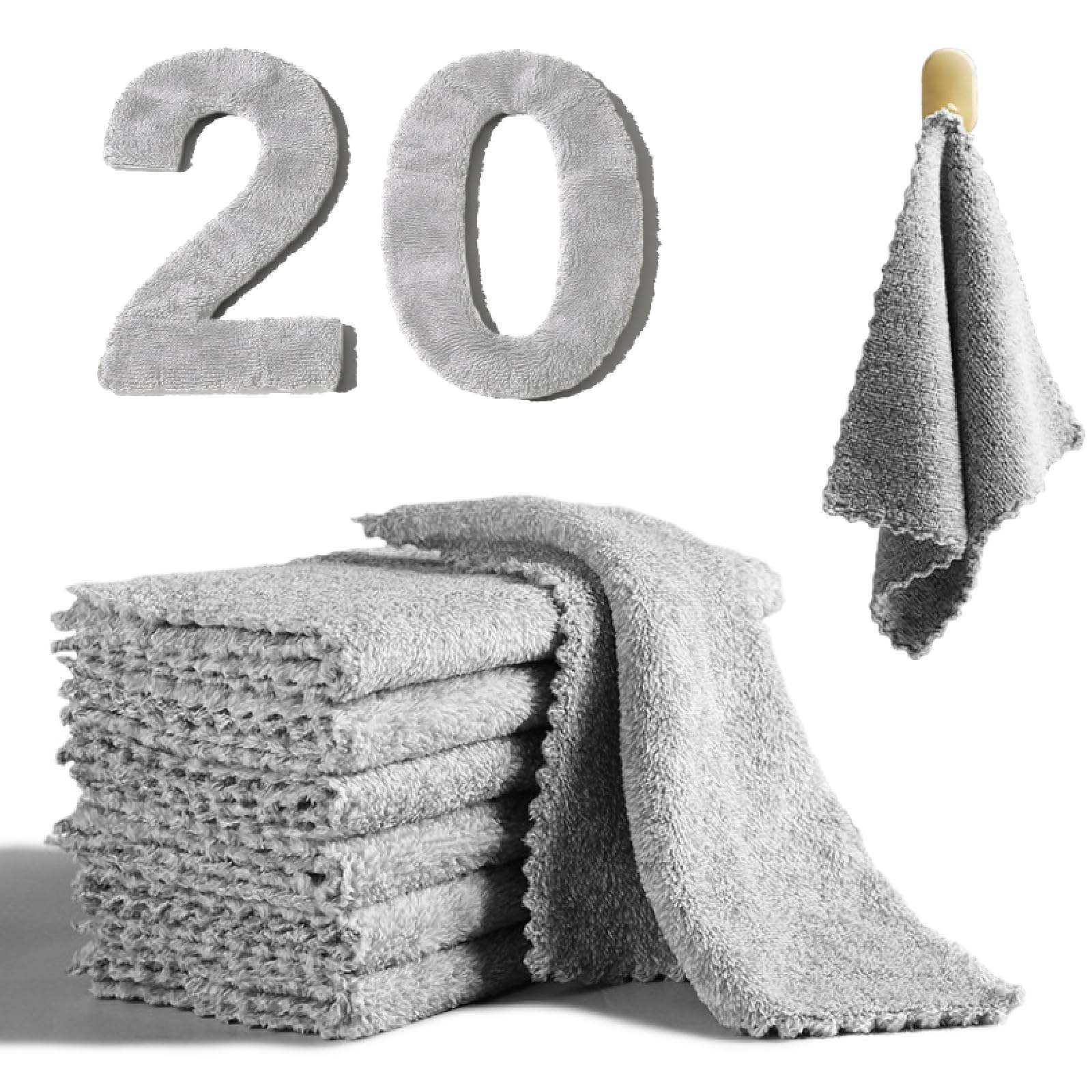 Tihzheoy 20 Pack Super Absorbent Dish Cloths Coral Velvet - dish cloths and dish towels | Mubboo