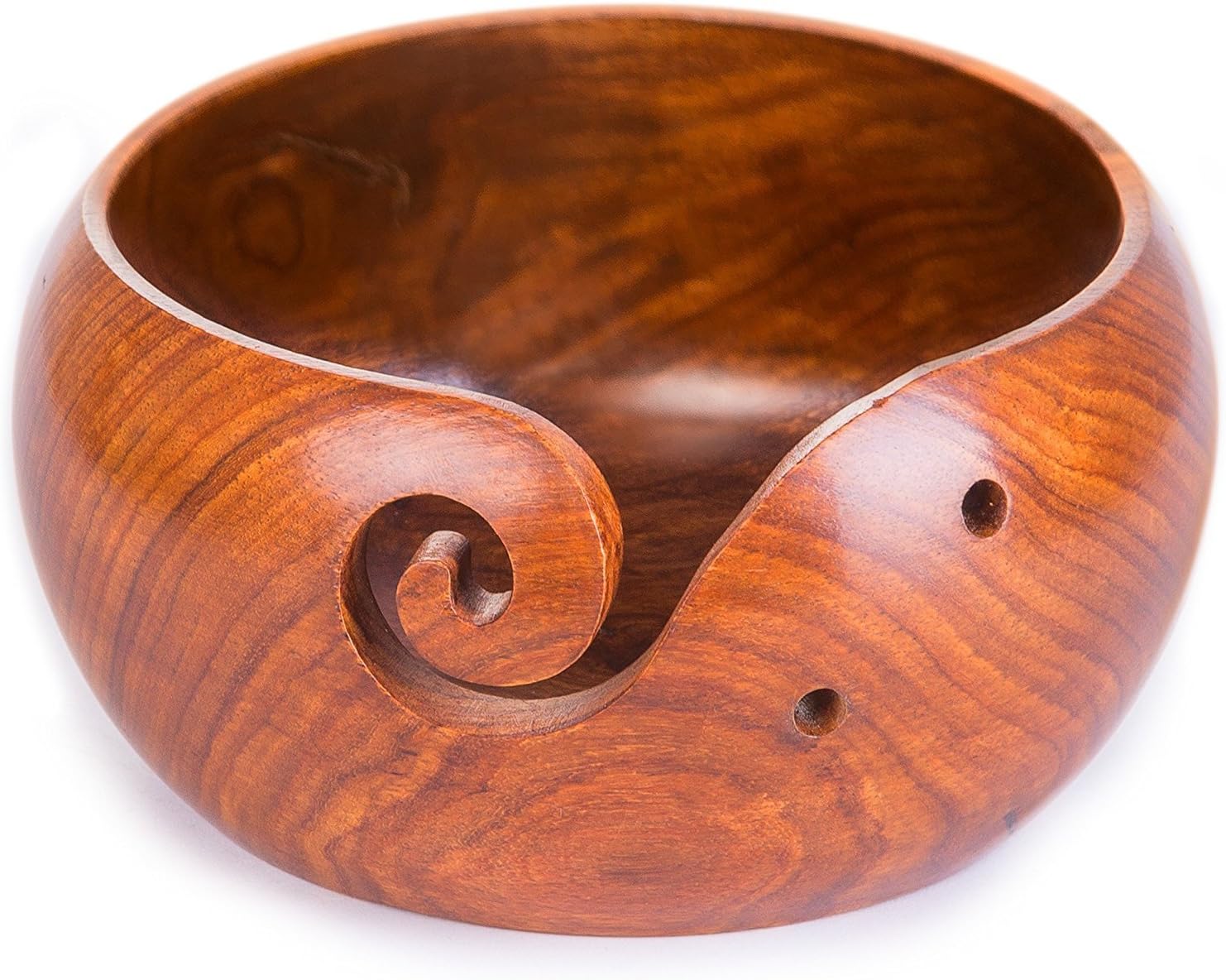 Dflounz Wooden Yarn Bowl Crochet Yarn Bowl 6x3 Inch - Perfect Yarn Holder Bowl for Knitting and Crocheting, Handmade from Rosewood - Sheesham Wood,Heavy & Sturdy