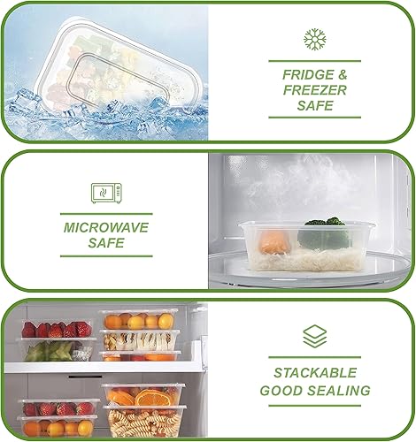 Miniatura 5 de Paquete de 50 recipientes de almacenamiento de alimentos para congelador de 17 onzas, contenedor de comida delicatessen, contenedor de plástico con