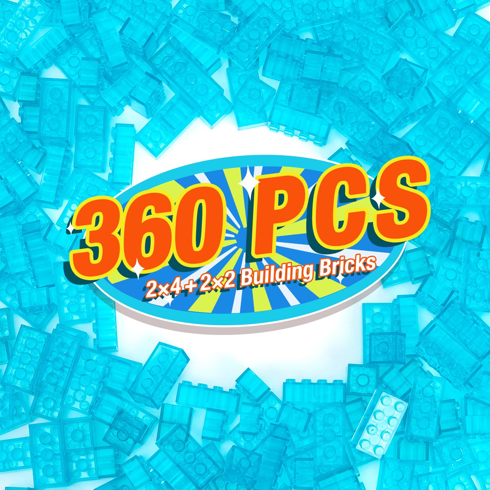 MANNIDOO 360 Pieces Building Bricks, Classic Basic Flats Parts and Pieces - 2x4 Brick x200 and 2x2 Brick x160, Moc Building Bulks Compatible with All