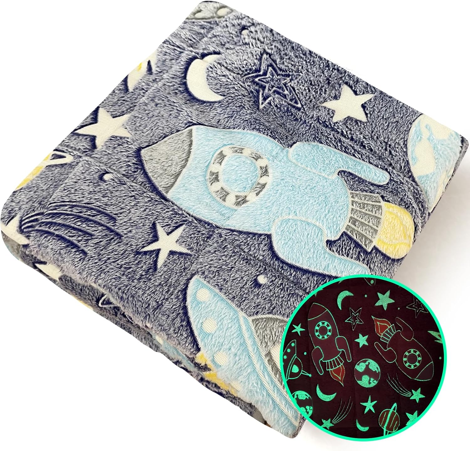 Allike 2 in 1 Weighted Blanket 10 lbs 41"x60", Grow in The Dark Warn