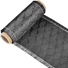 VitalCozy 5Ft x 4" Bee Hive Carbon Fiber Fabric Roll Sheet Carbon Fiber Cloth 2x2 Twill Weave 3k/ 220g Honeycomb Sheet for Car Structural Reinforcement Concrete Wall Boat Repair DIY Project