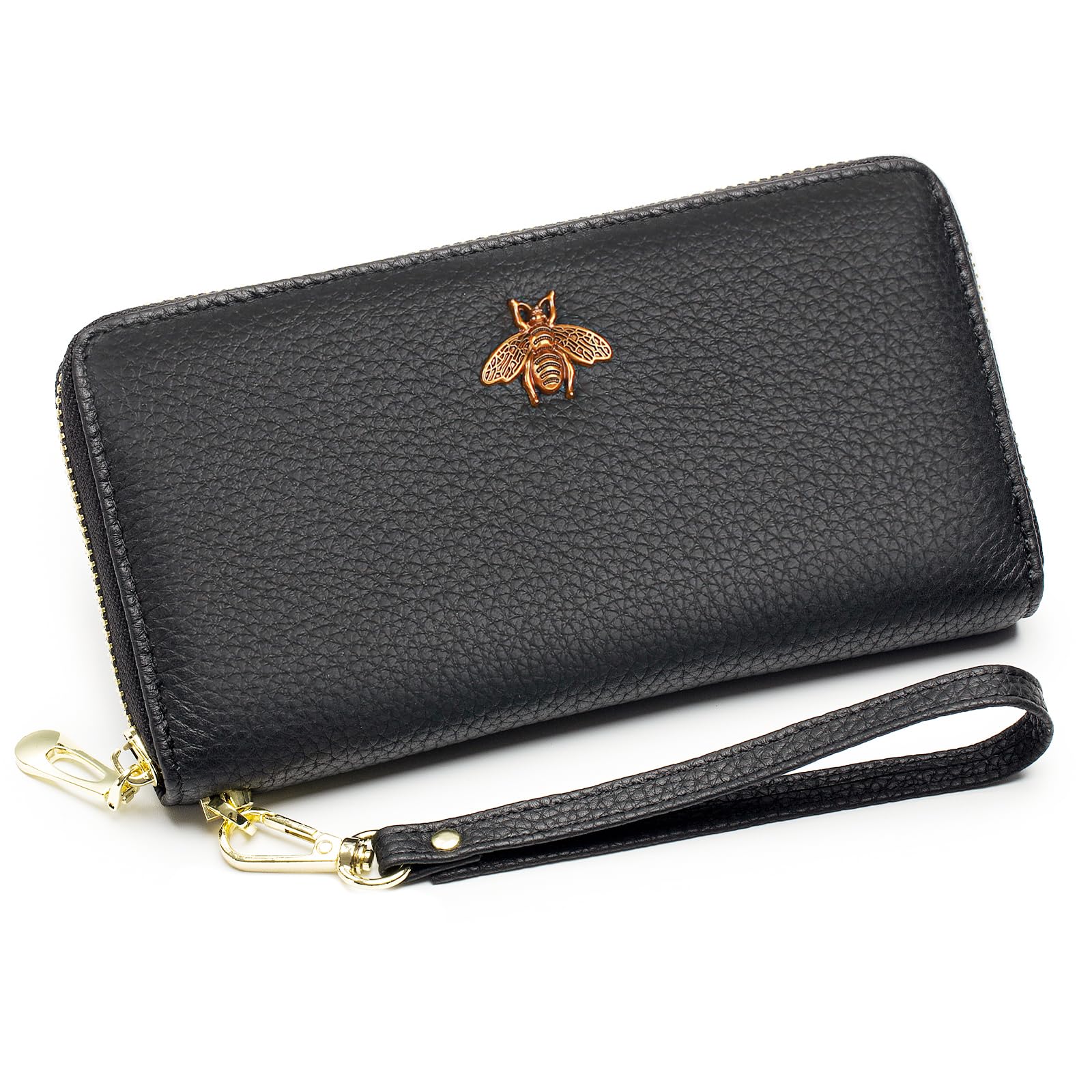 imeetu Leather Wristlet Purse for Women with Credit Card Holder, Zip Coin Pocket & Wrist Strap