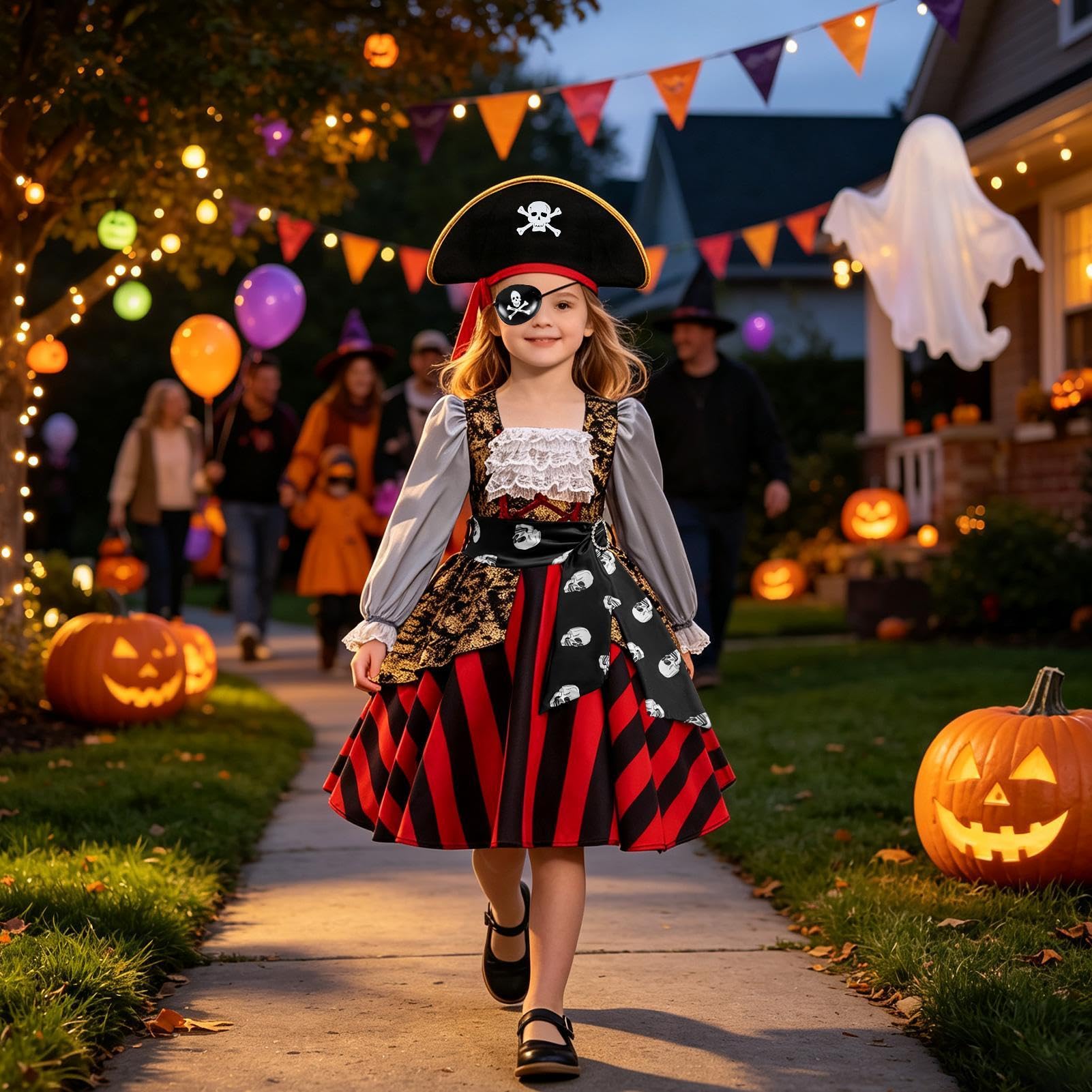 Piratenkostüm für Mädchen Cosplay Halloween Weiche Requisiten mit Hut und