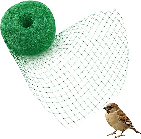 Red para pájaros, Red Jardín Antipájaros, Protector de Plantas, Frutas, Flores Verduras, Malla para plantación Anti Aves, Cuadrada 15x15 mm, 2 Metros de Alto x 10 Metros Largo, Verde