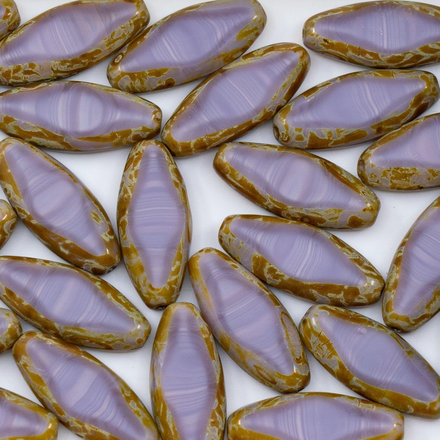Outlet 10 Grams Table Cut Oval Beads, 36 x 18 mm, Mix Crystal Beige Travertin (16018-86800), Glass, Czech Republic