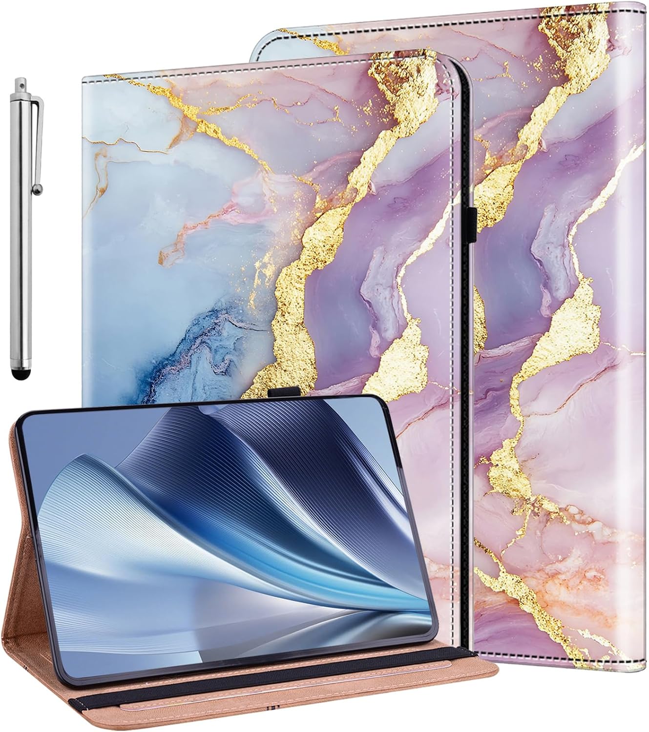 Case for iPad Air 13 Inch Case 2026 M4/2025 M3/2024 M2, Auto Wake/Sleep Supports Pencil Pro and Pencil(USB-C) Flip Multiple Angles Wallet Cover, Bicolor Marble