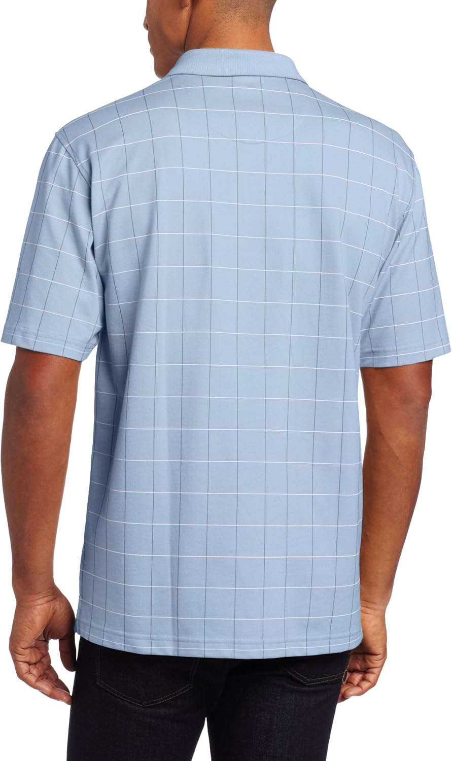 Van Heusen Men's Short Sleeve Printed Windowpane Polo, Blue Forever ...