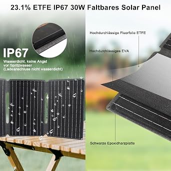 Solar Charger 30 W 18 V Kit: Foldable Solar Panel Camping Solar Panel ETFE