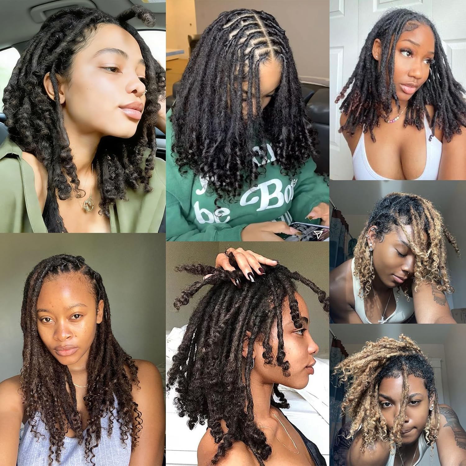 100% Real Human Hair 0.4cm Width 8 Inch Loc extensions Human Hair Curly Ends 30 Strands Full Handmade Dreadlock Extensions Can be dyed and bleached for Men Women Kids