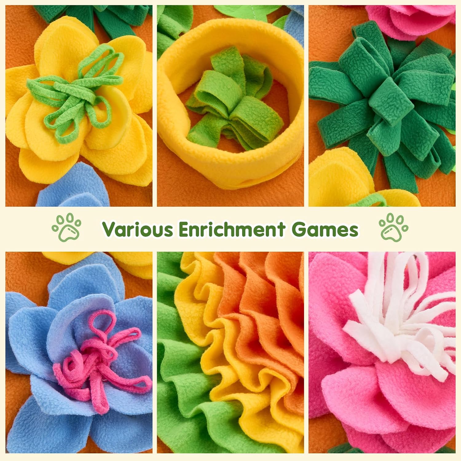 Avont Snuffle Mat for Dogs, Sniff Activity Interactive Sniffing Feeding Puzzle Slow Feeder for Puppies Cats Pets, Stress Relief Foraging Skills Brain Stimulation Enrichment -Floral