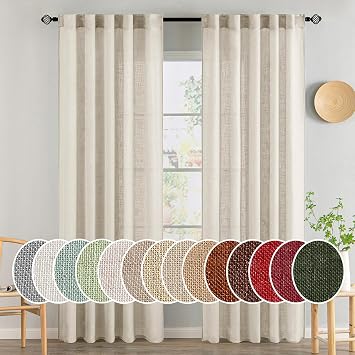 21% off: MIULEE Cream Linen Curtains 52x84 Inch 2 Panels for Bedroom Living Room