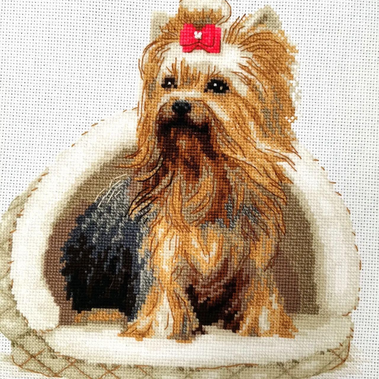 RIOLIS - Yorkshire Terrier 2152, Dogs Cross Stitch Kits 9¾" x 9¾", Counted Cross Stitch Kits, Counted Cross Stitch Kits for Beginners & Advanced, Cross Stitching Kits for Adults, Dog Embroidery Kit