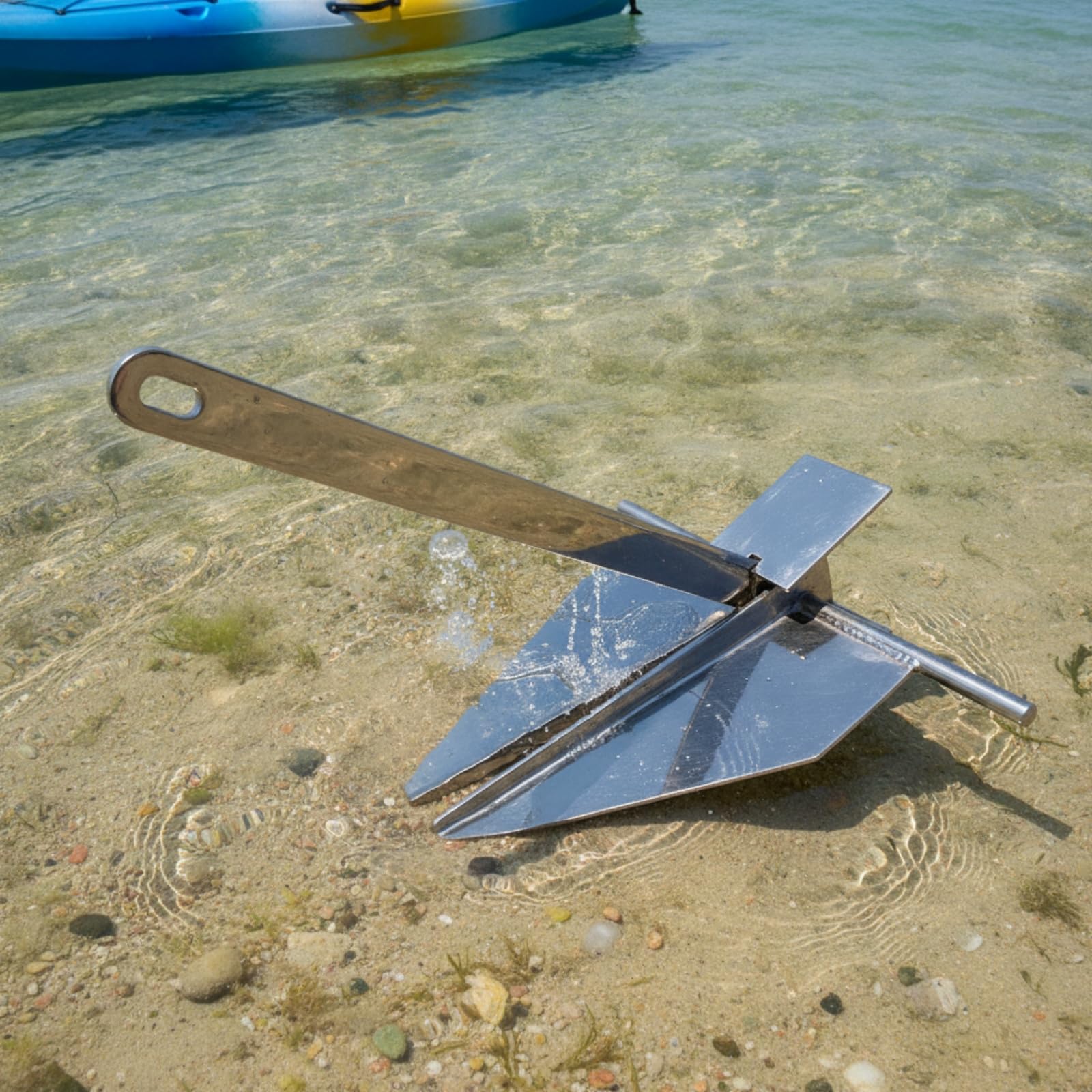 Faltanker mit Schaft faltbar Pflugscharanker hochglanzpoliert Bootsanker für Angler, XHDFSM7.0KG