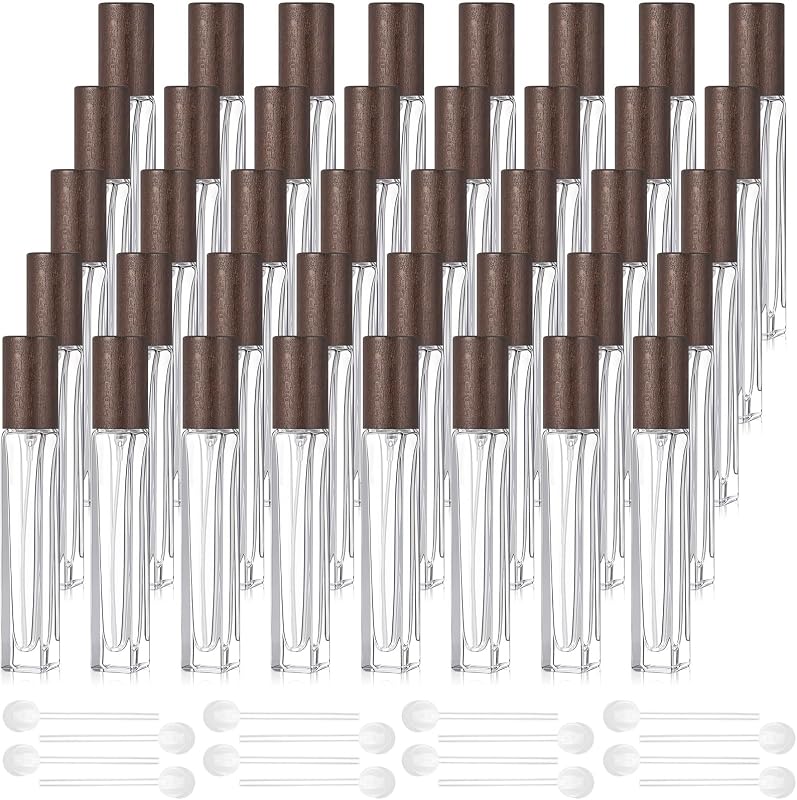 Domensi Frascos Atomizadores de Vidro para Perfume 10 mL, Cor Madeira Escura, Pacote com 40