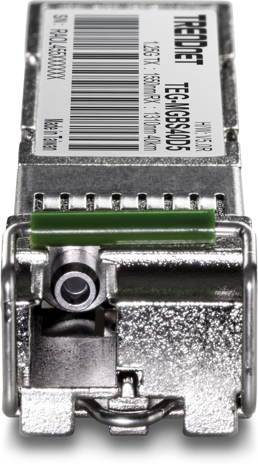 TRENDnet SFP to RJ45 Dual Wavelength Single-Mode LC Module, TEG-MGBS40D5, Must Pair with TEG-MGBS40D3 or a Compatible Module, Up to 40km (24.9 miles), Standard SFP Slot Compatible, Lifetime Protection