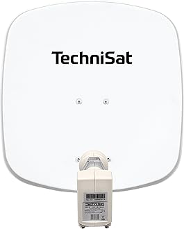 TechniSatDIGIDISH 45 - Satellite Dish for 2 Participants (45 cm Compact Satellite System - including Wall Mount, An-Roof Fitting for Mast Mounting (30-63 mm), and Universal Twin LNB) White Polar