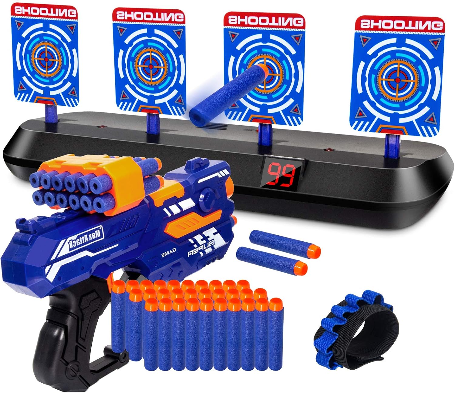 KOVEBBLE Digital Shooting Targets with Foam Dart Toy Shooting Blaster , 4 Targets