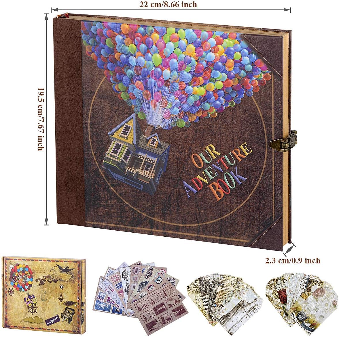 Abenteuerbuch, 148-seitiges Bastelalbum, geprägter Ledereinband, ideal für Erinnerungen, Jahrestag, Hochzeit, Geschenk für beste Freunde und Notizen, inspiriert von der "Up"-Saga (mehrfarbiges