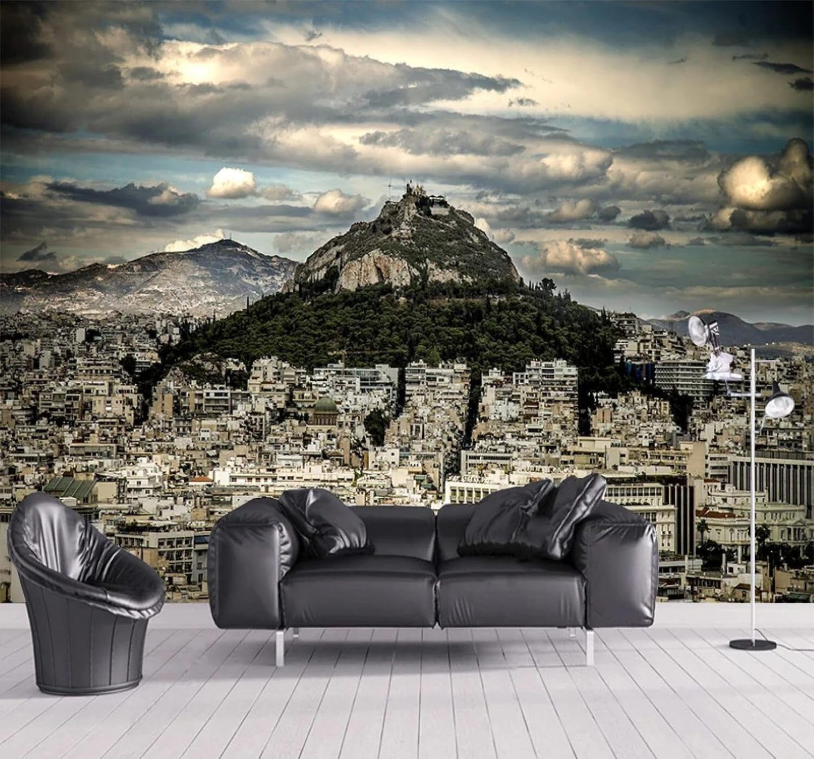 Tzxztt Large Scale Three Dimensional Mountain Peaks Urban Architecture Landscapes Modern 3D Wallpaper Premium Textured Silk Neutral Tones Material Ideal for Living Room Bedroom-300cm×210cm