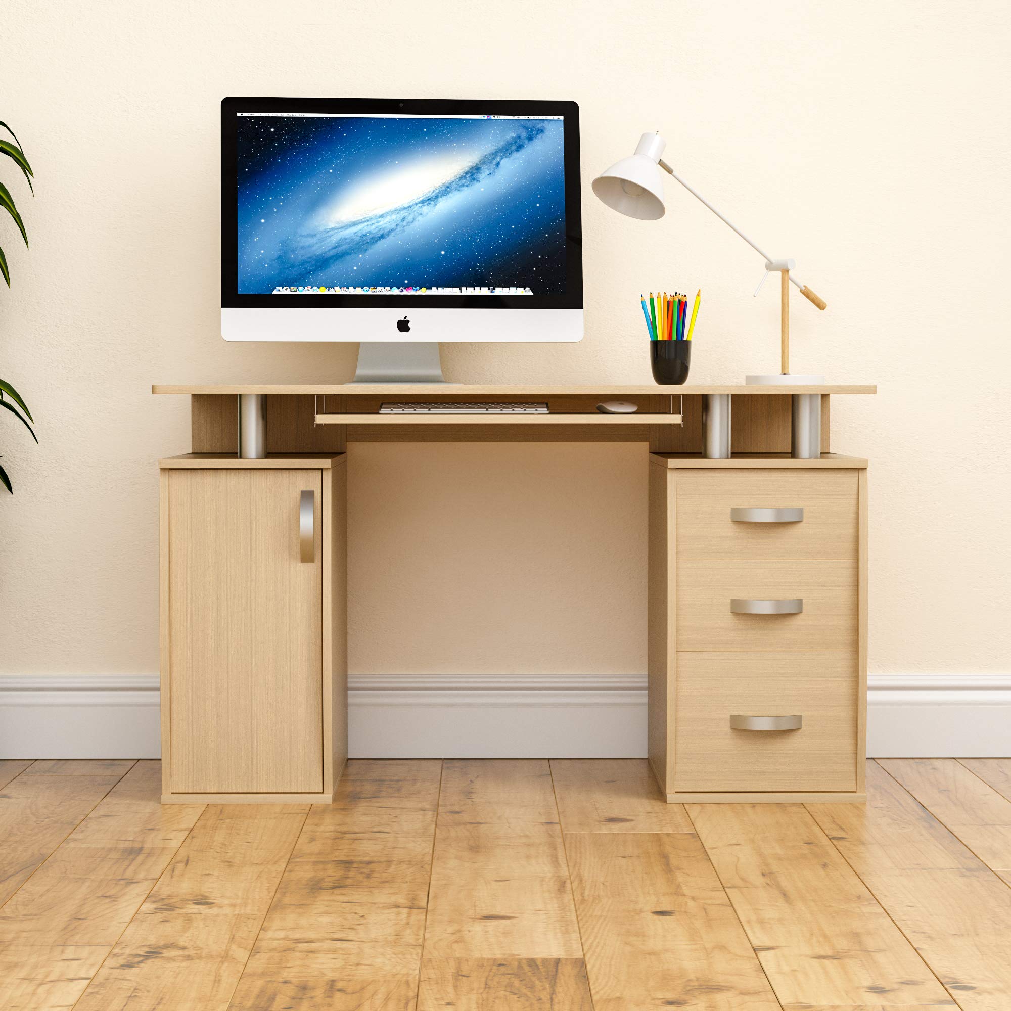 Buy Vida Designs Otley Computer Desk with Shelves and 3 Drawers, Home
