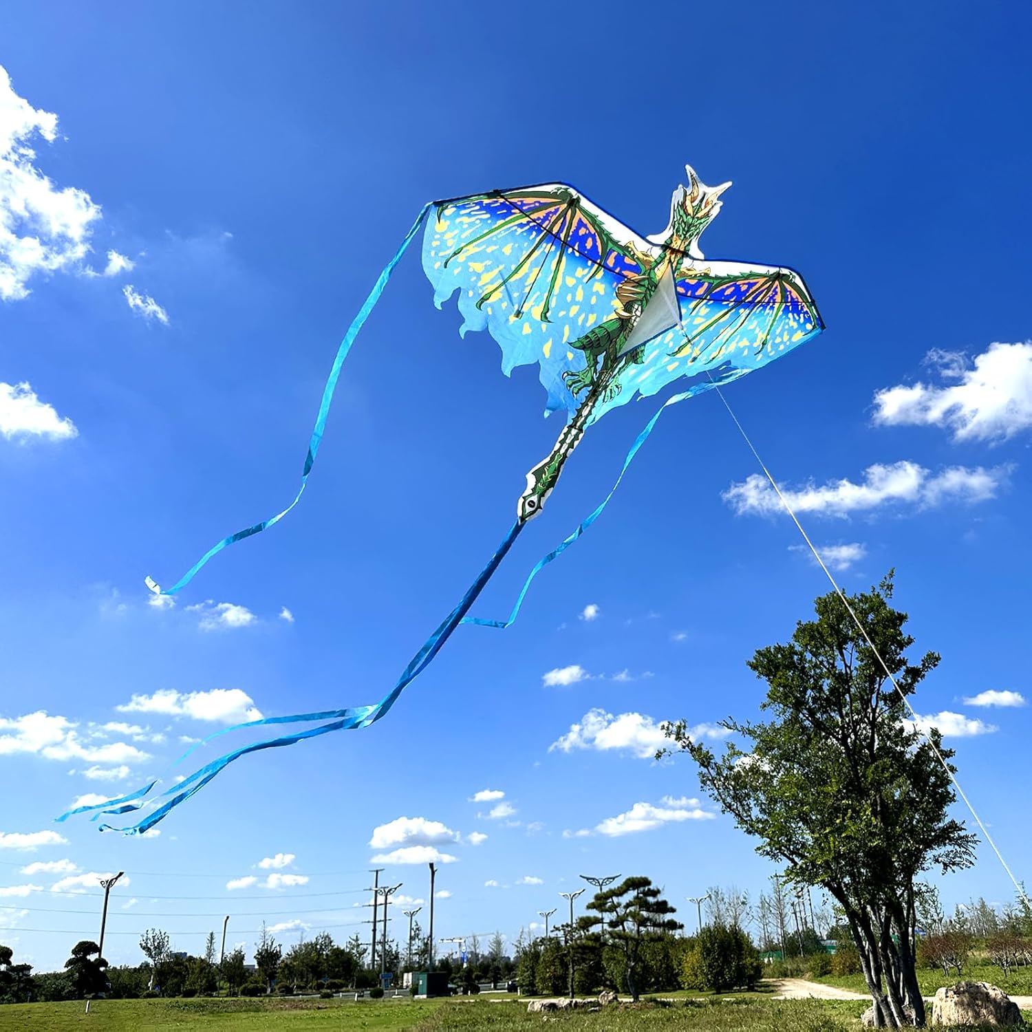 Mint's Colorful Life Dragon Kite for Kids & Adults, Easy to Fly Best Beach Kites for Beginners, 300ft Kite String Included