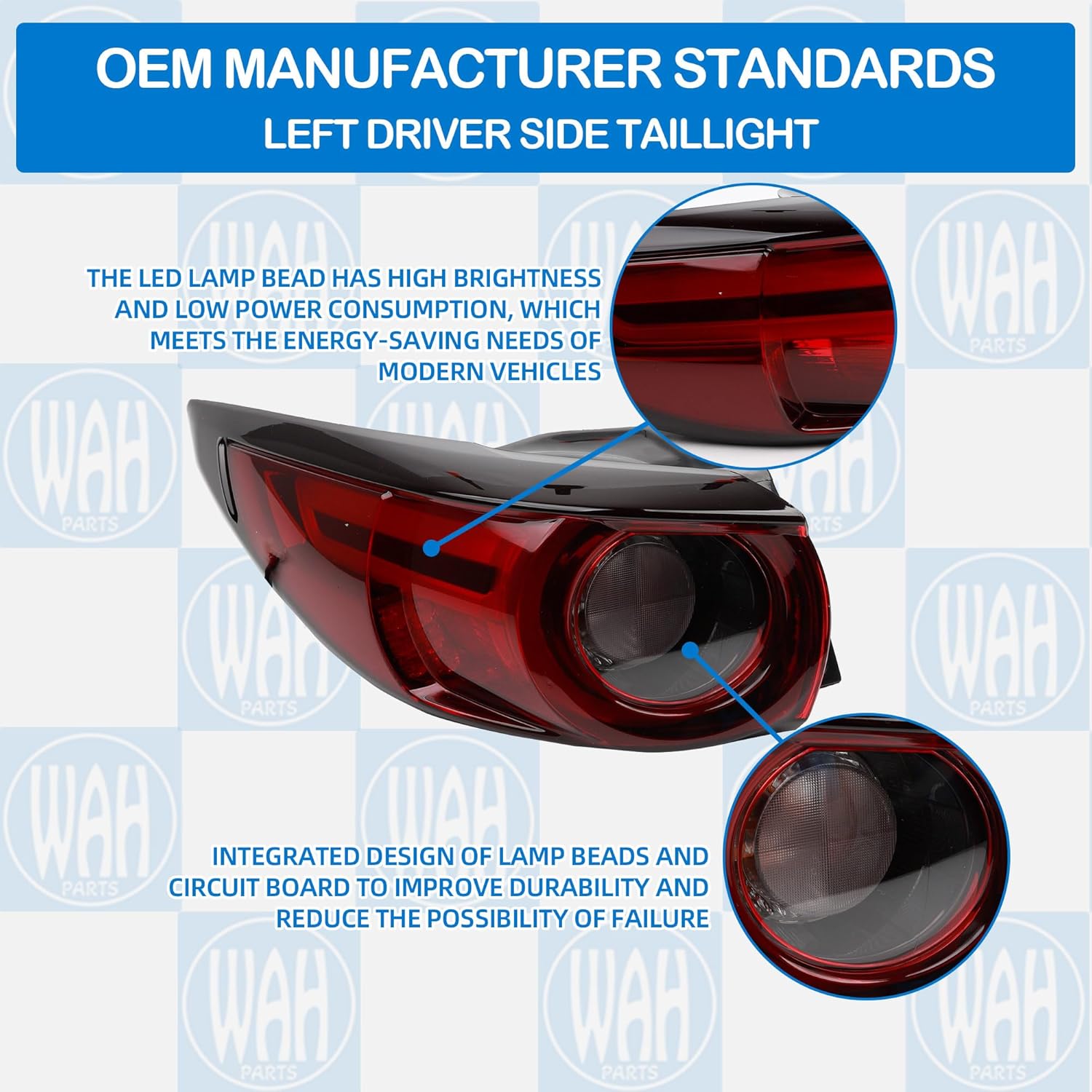 LED Driver Left Side Tail Light Assembly Outer Compatible With 2017-2021 Mazda CX-5 CX5 Grand Touring Reserve Signature Carbon Edition KB8B-51-160E KB8B51160E MA2804126