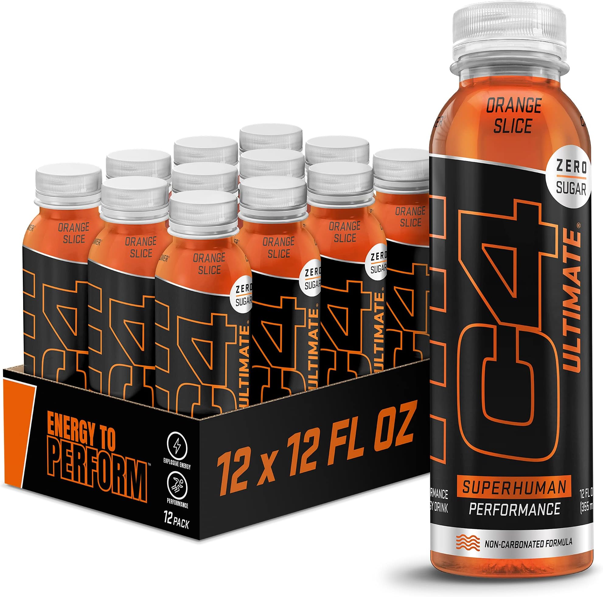 Ultimate Non-Carbonated Zero Sugar Energy Drink, Pre Workout Drink + Beta Alanine, 12 Fl Oz (Pack of 12)