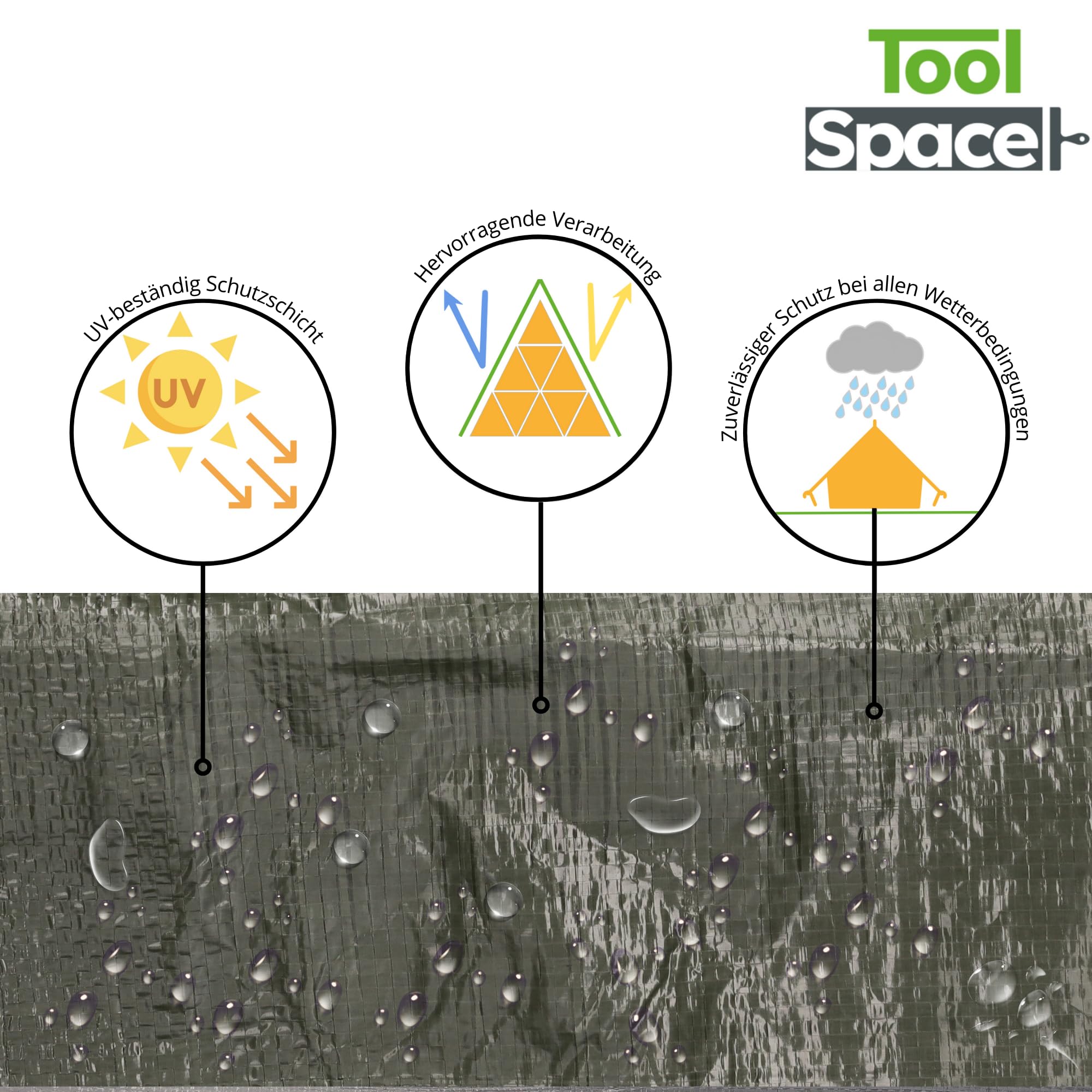 ToolSpace Tarpaulin 4mx5m | Verde | 90g/m2 | Lona de protección Barcos de Madera con Ojales | Lona de protección Verde