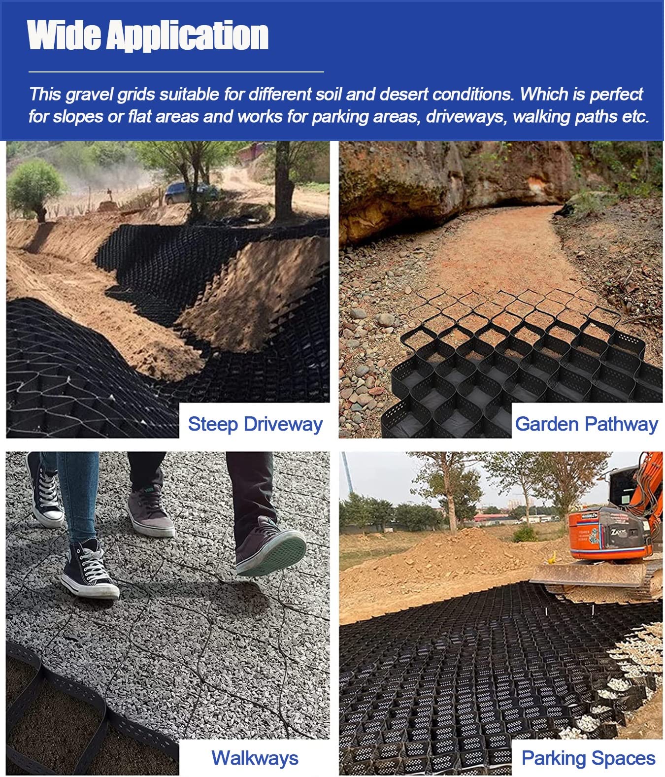 Geocelda Estabilizador Rejilla Geológica Para El Suelo Para El Control De La Erosión / Muro De Contención, Calzada 2 Pulgadas De Alto Rejilla De Geoceldas Escalable, Carga De 8000LBS ( Size : 3x7.5m/9