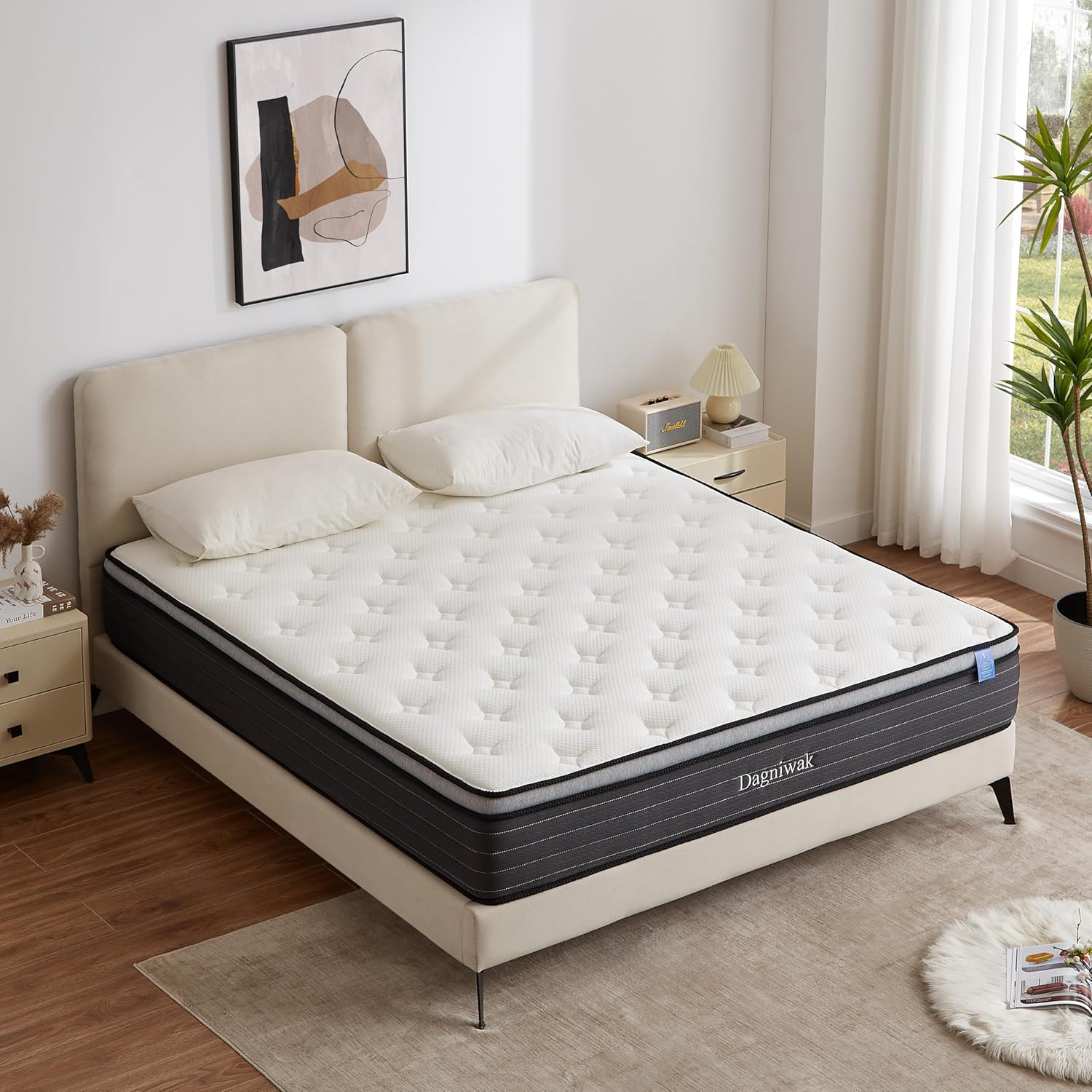 Full/Queen/King Size Foam Mattress, Skin Friendly, Provides Targeted Support, Noiseless Sleep, Simple Comfort, 10/12-inches Thickness Available (Cream White, Full, 10, Inches)