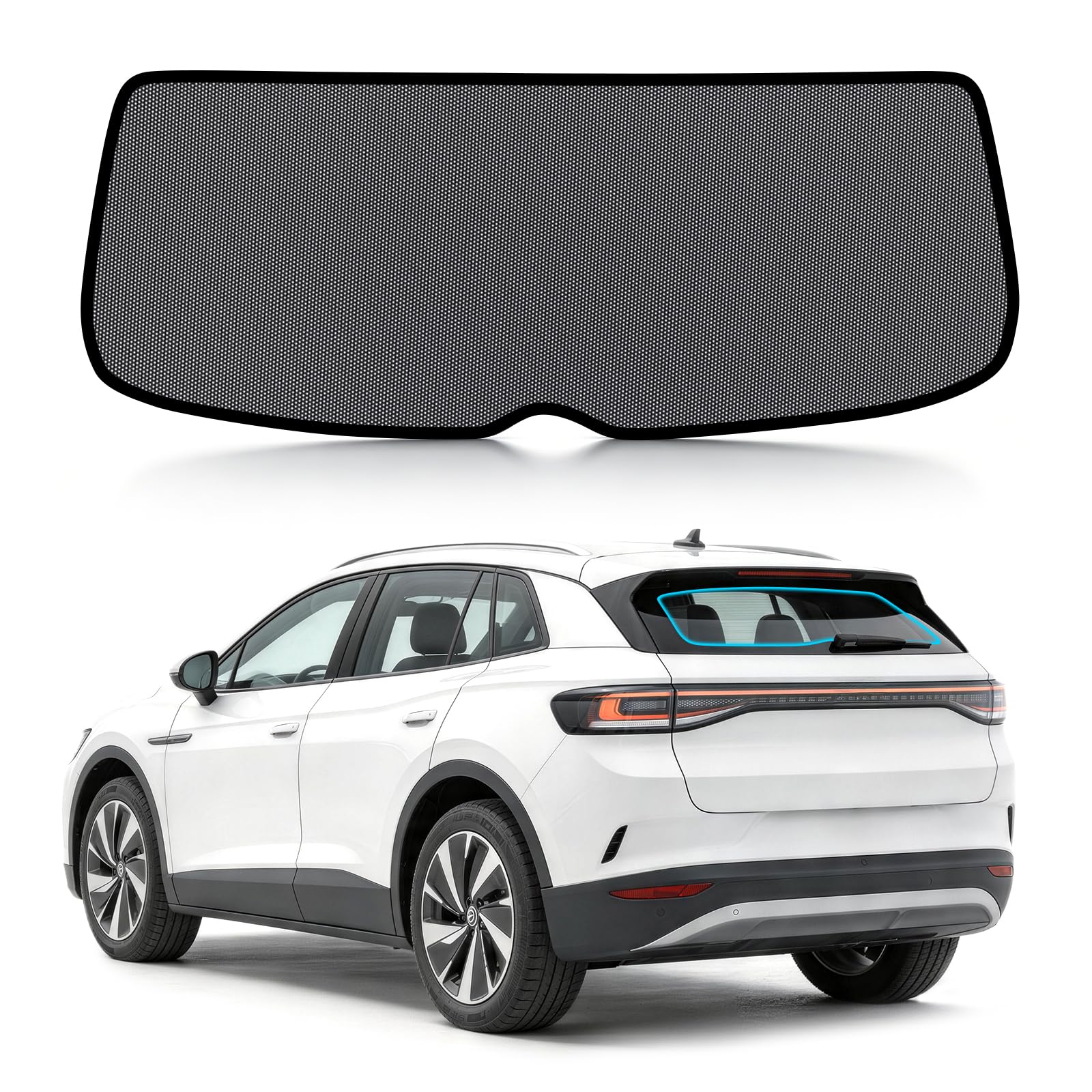 ZATOOTO Pare Soleil pour VW ID4 Lunette arrière,Intimité,Maille,Camping | 1PCS,Ajustement précis,Installation facile,Intimité,Protection du coffre,Pliable,Vue dégagée,Durable